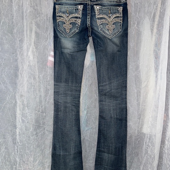 Rock Revival Dark Blue Embellished Boot Cut Jeans - Picture 4 of 5